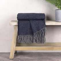 Anna Pure Wool Throw Navy by Biggie Best